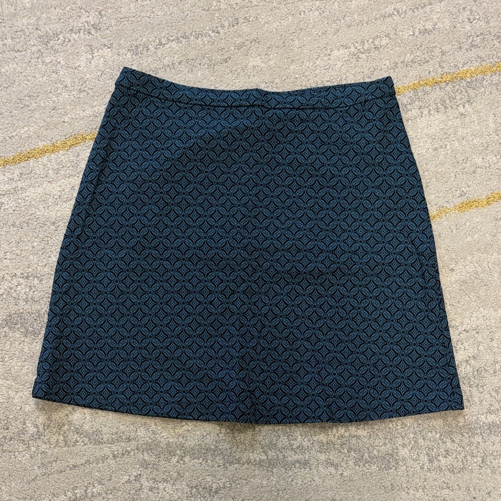 Margaret M Blue Patterned Pull On A-Line Skirt Size M